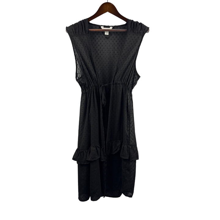 Women’s Lauren Conrad One Size Black Long Tied Vest w/ Ruffles