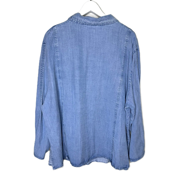 Junonia Women's Super-Soft Tencel Chambray Button-Up Blouse, size 3X