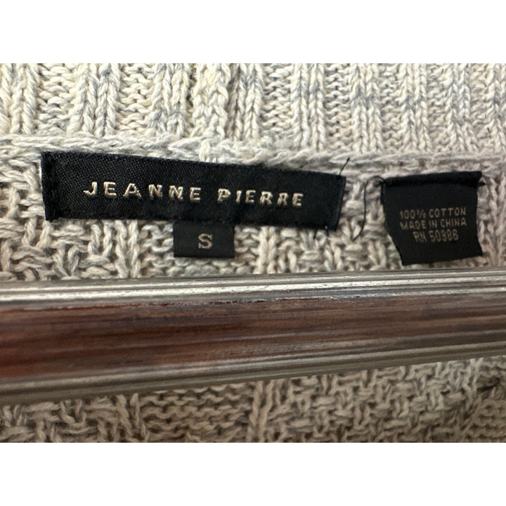 Women’s Jeanne Pierre Two-Toned Gray Cotton Knit Cowl Neck Sweater Size Small