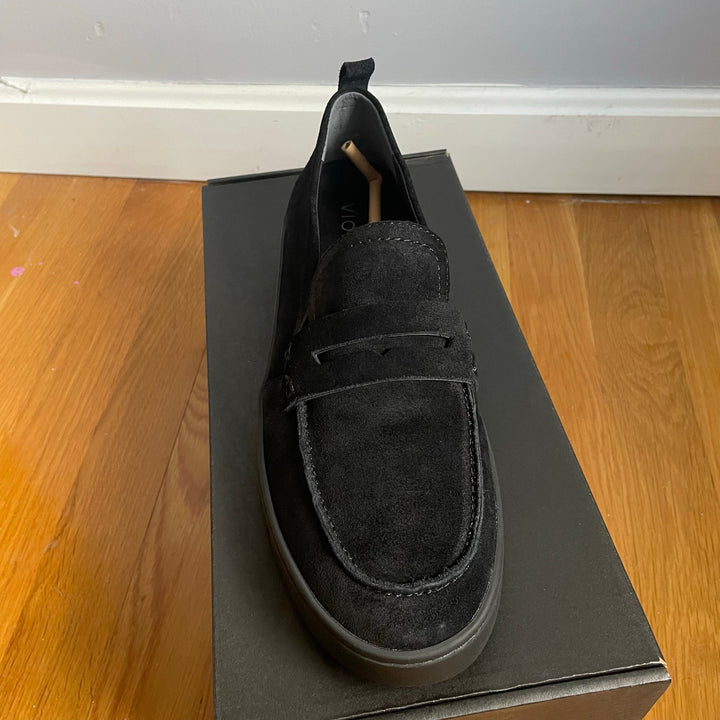 Vionic Updown Black Suede Loafer Academia Orthodic Comfort Work Punk size 10