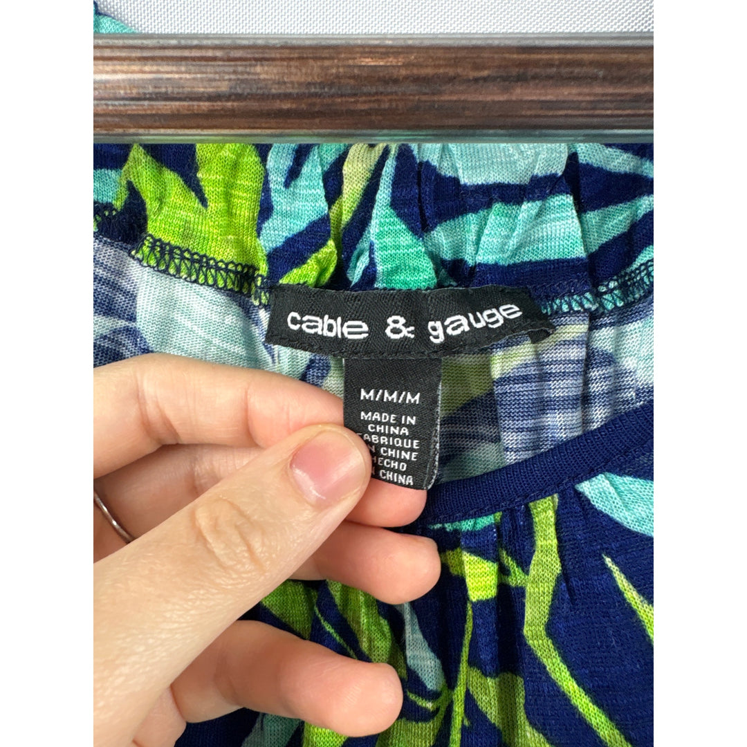 Women’s Cable & Gauge Blue w/ Leaf Pattern Tank
