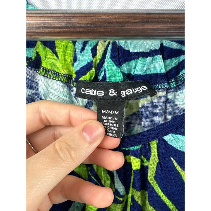 Women’s Cable & Gauge Blue w/ Leaf Pattern Tank