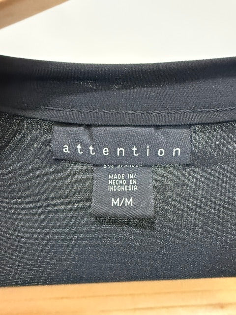 Attention Black V Neck A-Line Dress SzM