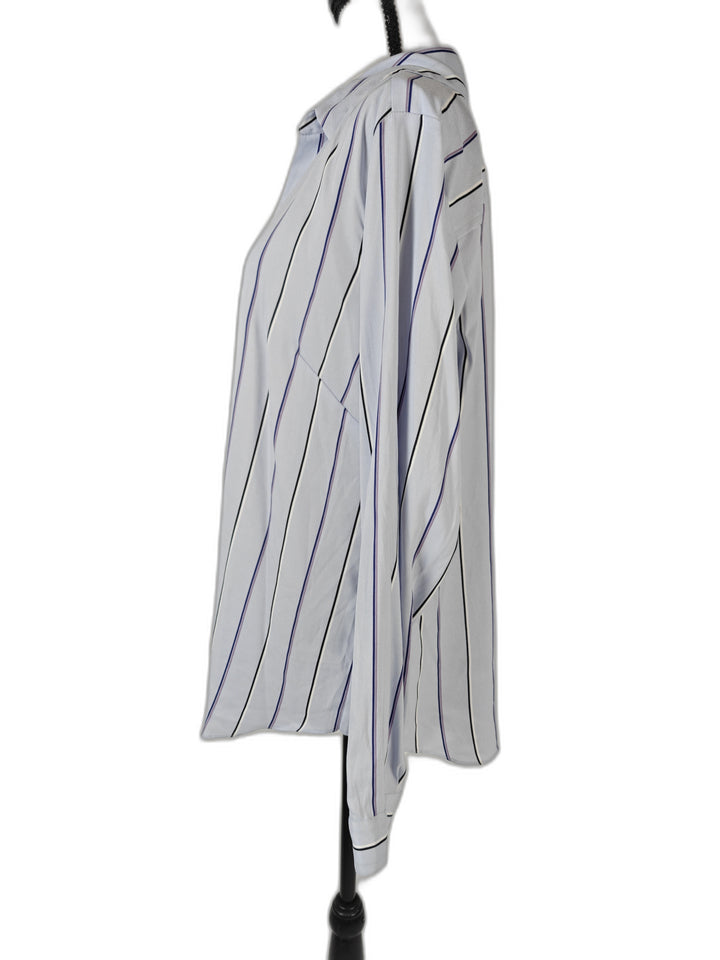 Womens Ann Taylor Button Down Shirt Blue Striped XL