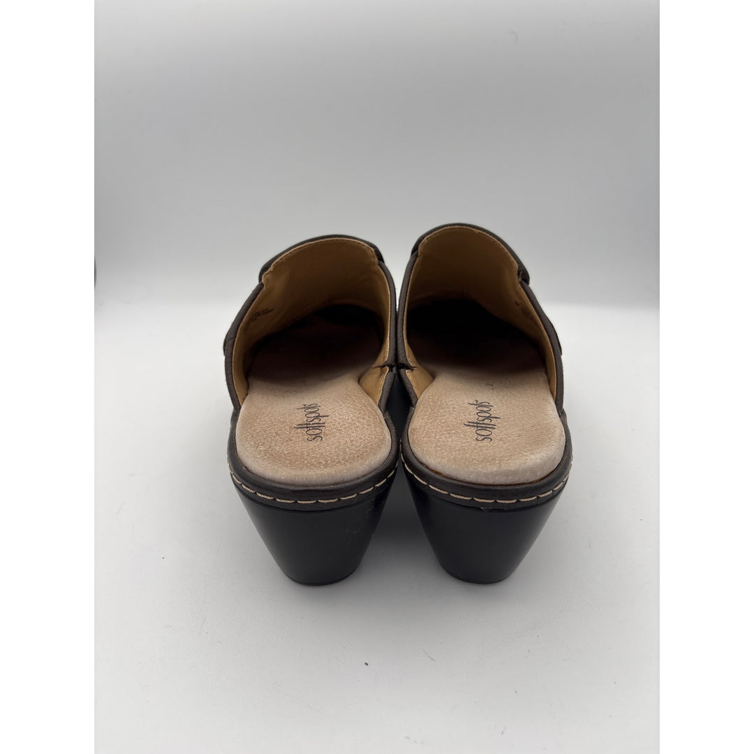 Women’s Softspots Size 8 Brown Leather Heeled Clogs