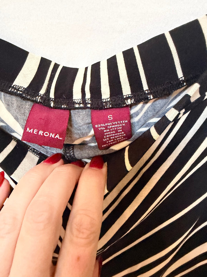 Merona Womens Black And White Geometric A Line Skirt Size S