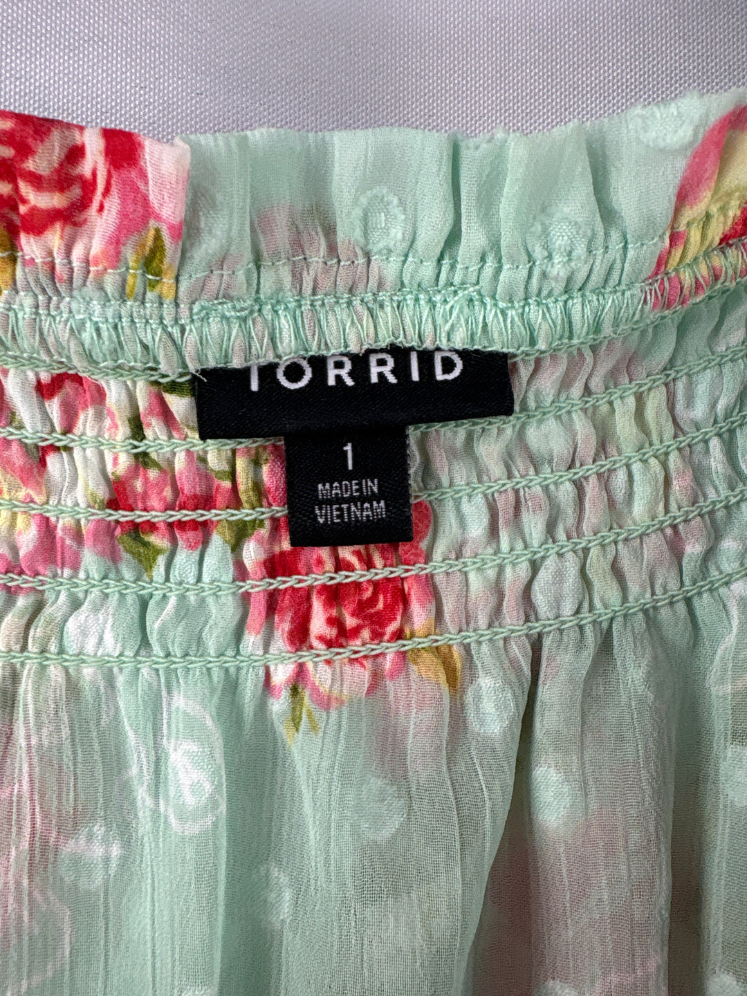 Women’s Torrid Size 1 Mint Floral Off the Shoulder Blouse