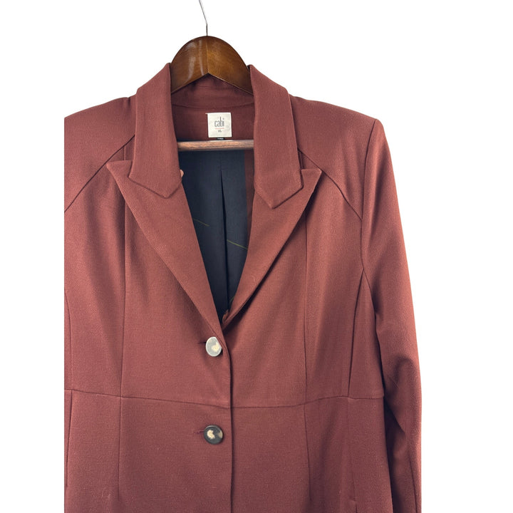 Women’s Cabi XL Dark Burgundy Peacoat w/ Brown Buttons