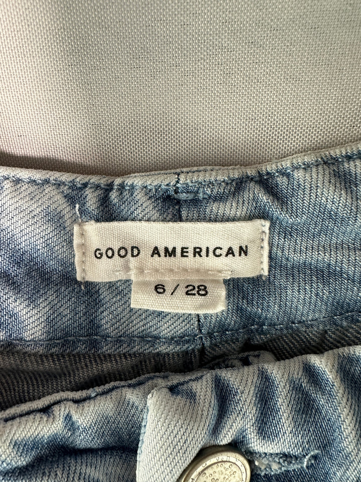 Good American Womens 90s Sky High Rise Light Wash Relaxed Jeans Size 6