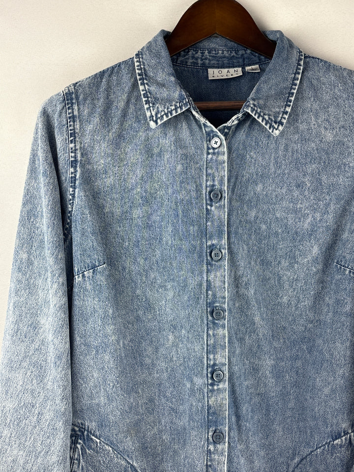 Women’s Joan Rivers Large Pale Blue Denim Button Up