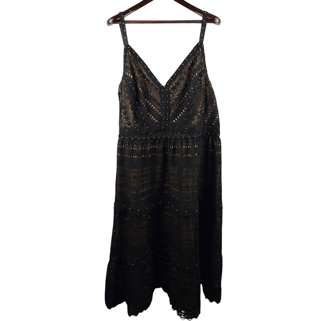 Women’s City Chic XXL Black Lace Sleeveless Maxi Dress w/ Gold Hardware