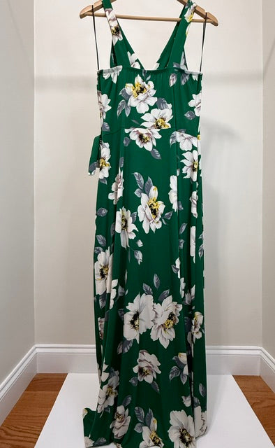 Kaileigh Green Floral Faux Wrap Maxi Dress SzXL