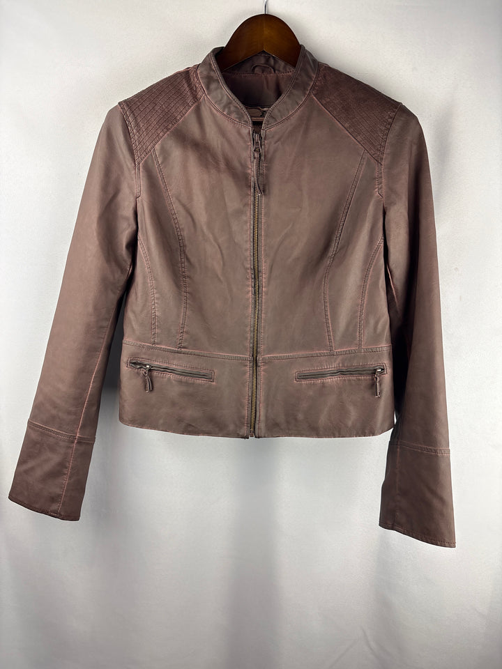 Women’s Hei Hei Large Muted Mauvish Brown Faux Leather Jacket
