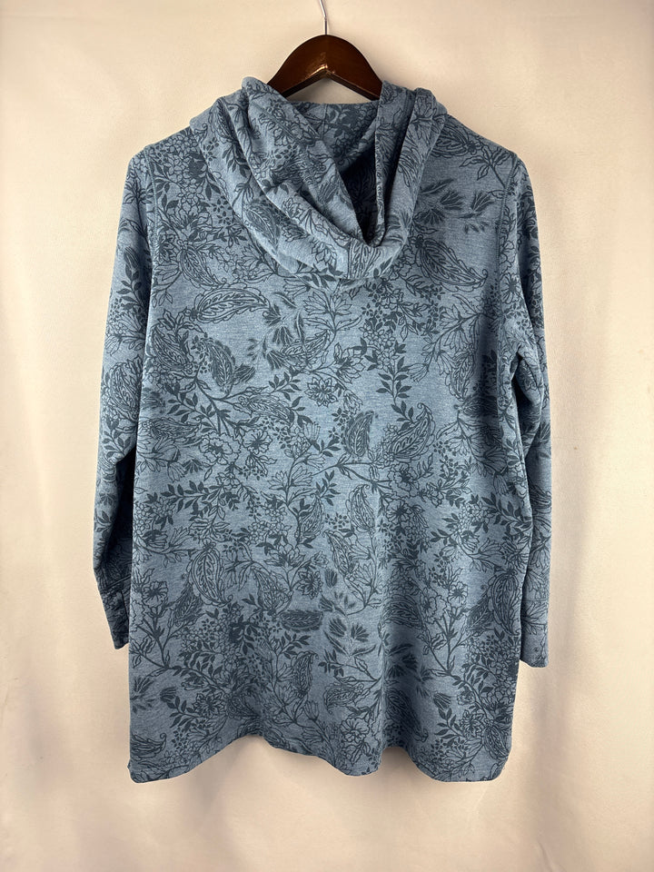 Women’s Cuddl Duds Large Blue Floral Buttoned Sweater