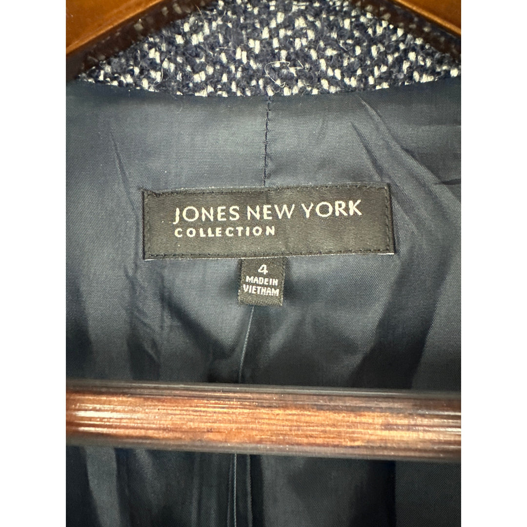 Women’s Jones Of New York Blue Gray Tweed Blazer Size 4