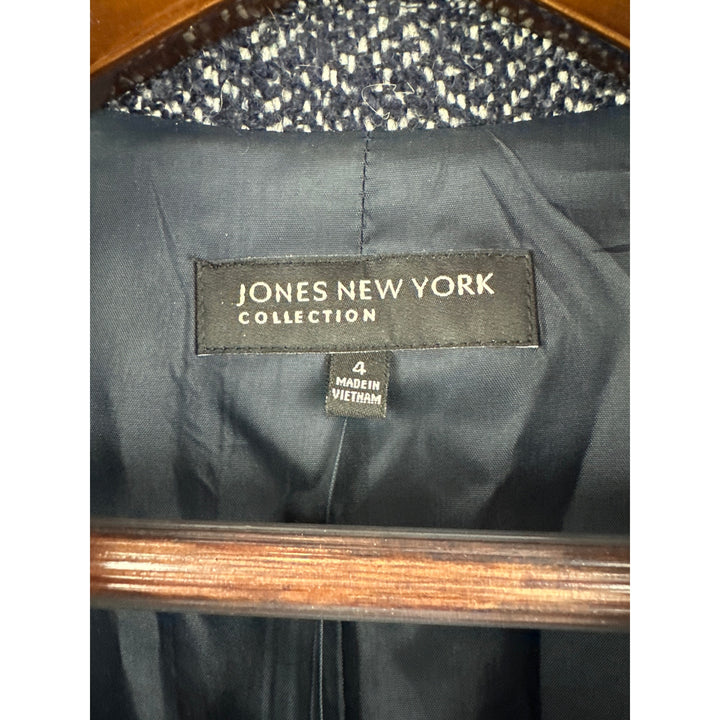 Women’s Jones Of New York Blue Gray Tweed Blazer Size 4
