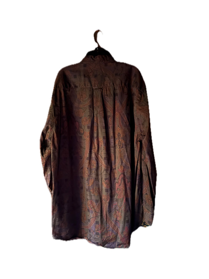 Nautica Paisley Button Down Shirt Men’s Large | 90s Retro Dark Academia Boho