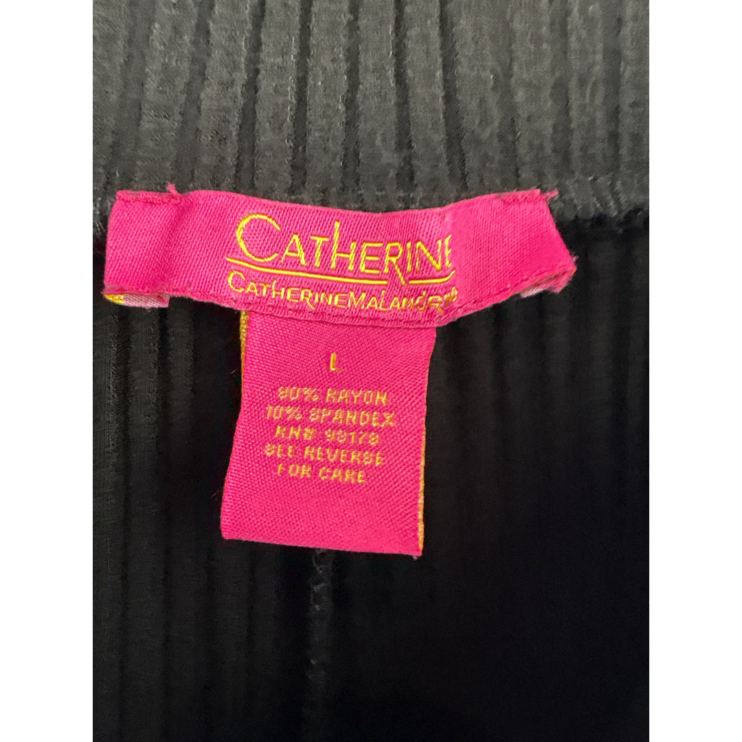 Women’s Catherine MaLandrind Large Black Ribbed Lounge Pants