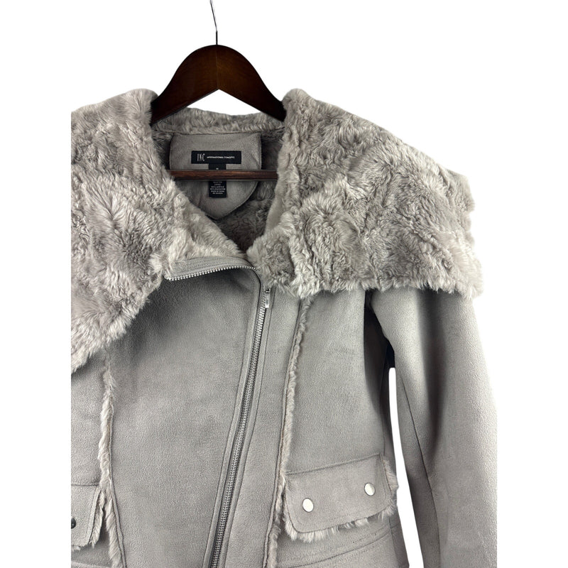 Women’s I.N.C International Concepts Medium Taupe Suede Motor Style Jacket