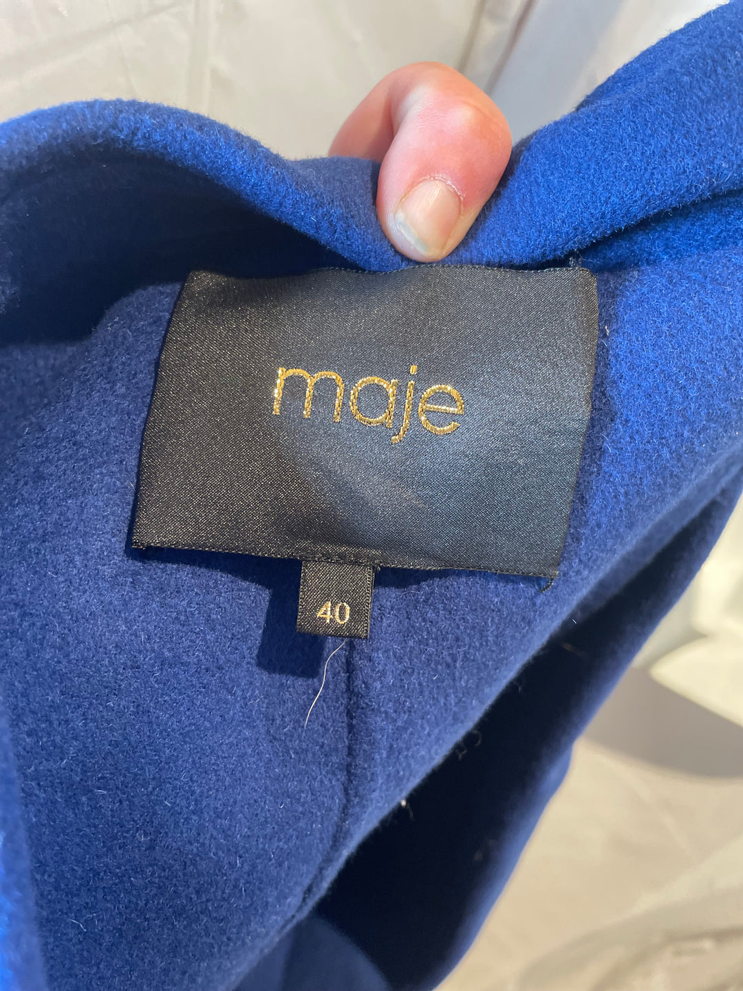 Maje Coat Tailored Single Button Wool-BLend Coat in Blue / Size 40 US - Excellent Condition
