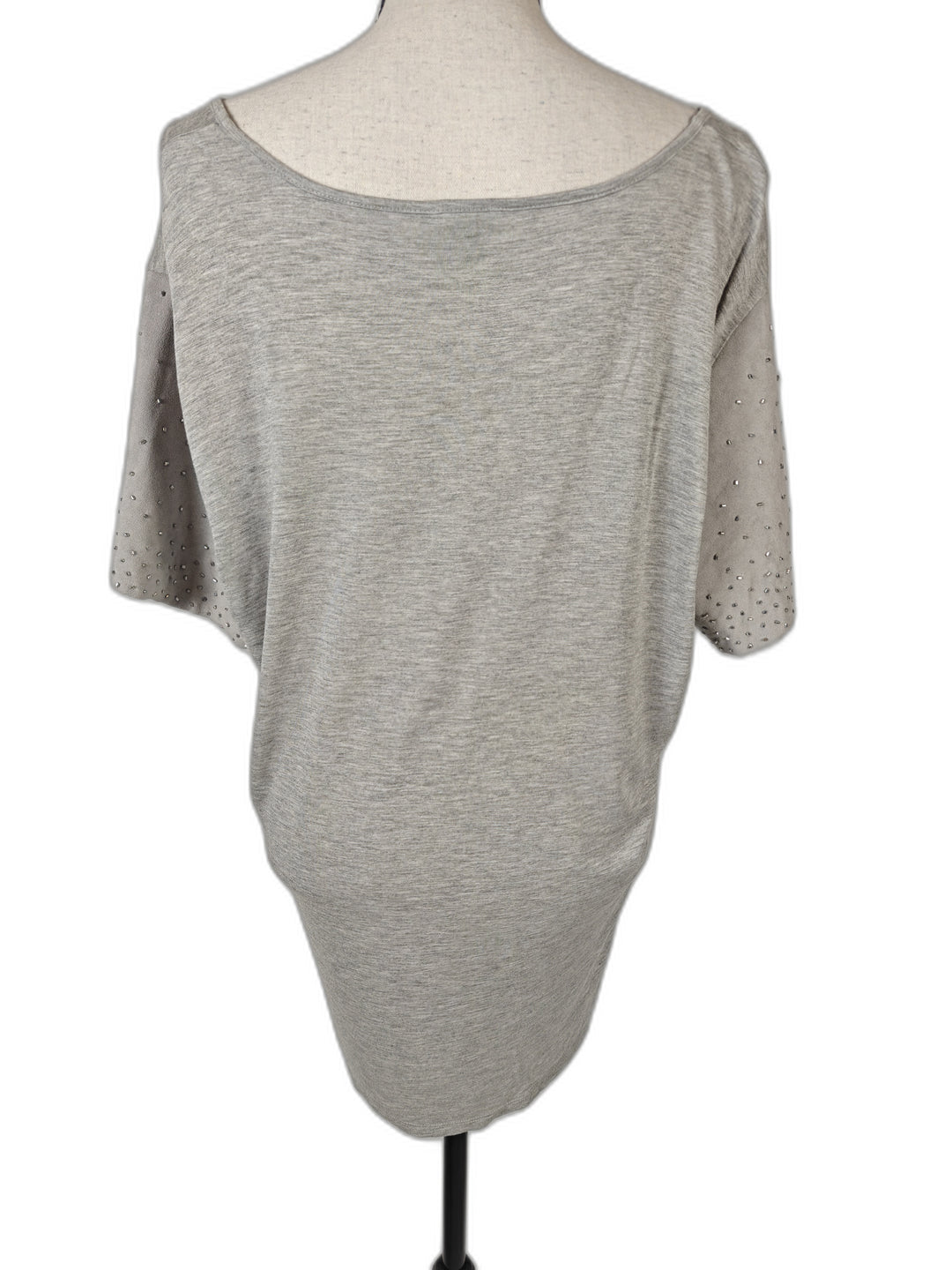 Women Ann Taylor Embellished Sleeve Tunic Top Heather Gray Size XXL