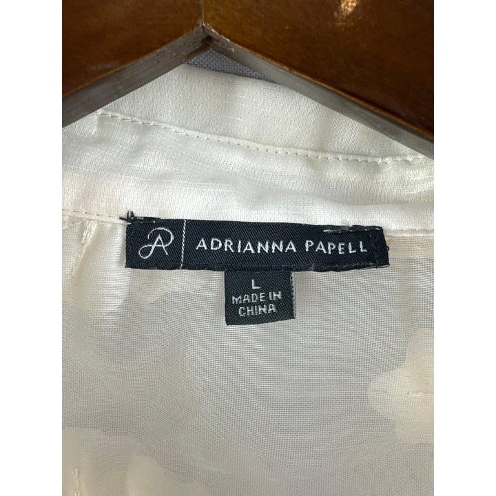 Women’s Adrianna Papell Cream Sheer Floral Appliqué Blouse Size L