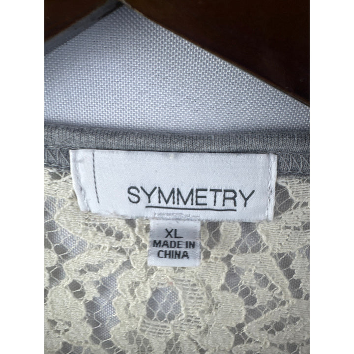 Women’s Symmetry XL Gray Crewneck w/ Cream Lace Details