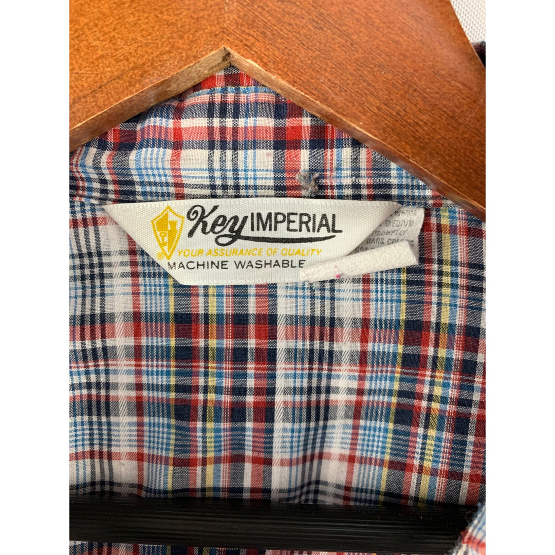 Key Imperial Mens Plaid Button-Up Shirt Size L