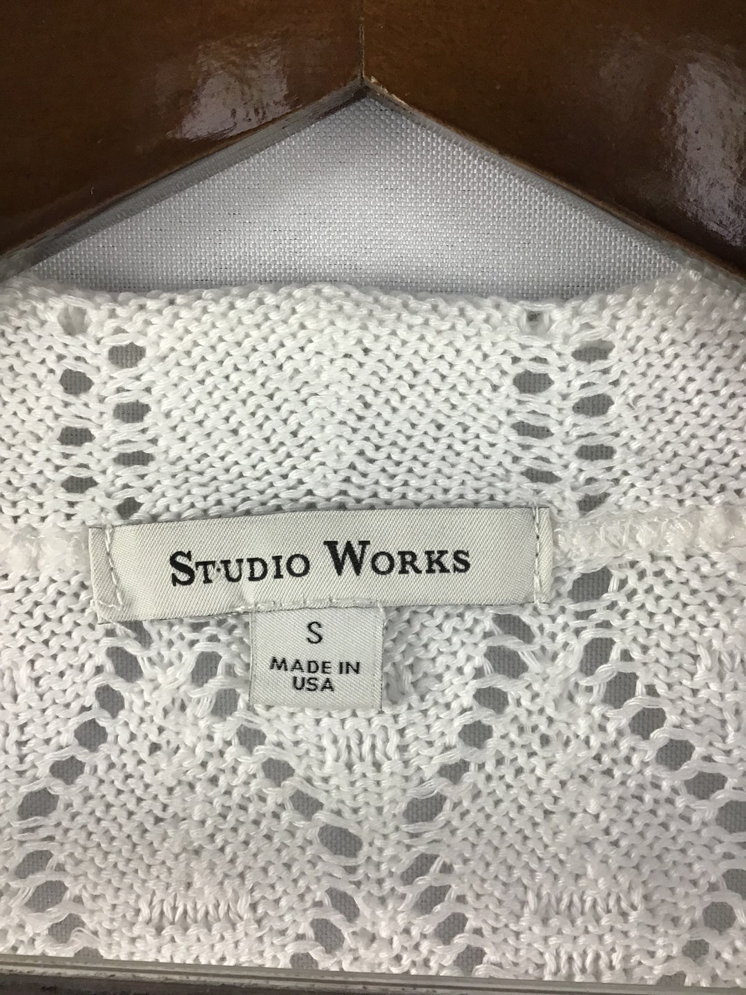 Women’s Studio Works White 3/4 Sleeve Knit Open-Front Cardigan Size S