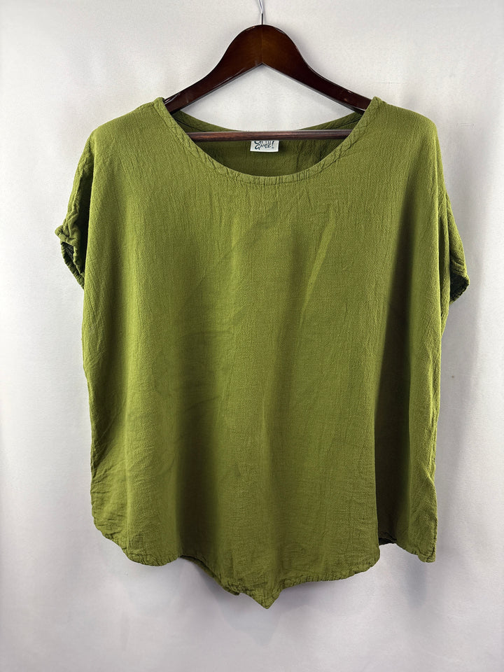 Women’s Oh My Gauze! XXL Olive Green Short Sleeve Blouse