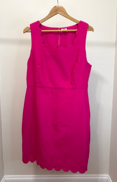 J.Crew Pink Scallop‑Edge Sheath Dress Sz14 NWOT