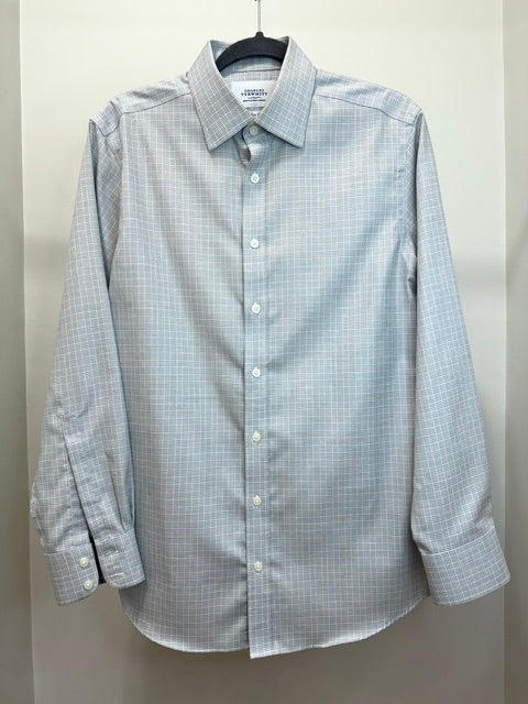 Charles Tyrwhitt Non‑Iron Slim Fit Windowpane Shirt SzL(16/34)