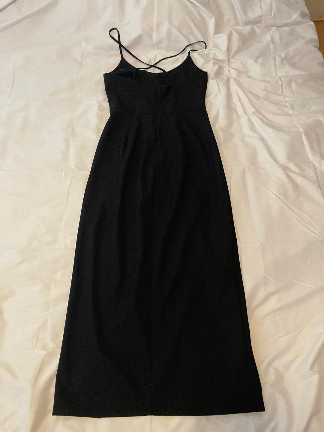 Zara Black Spaghetti Strap Midi Dress w/ front Slit / Size US S / NWT