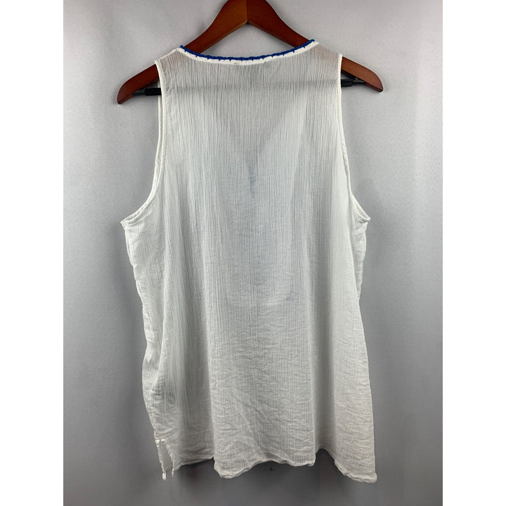 Women’s Ralph Lauren White &amp; Blue embroidered Tank Size 1X