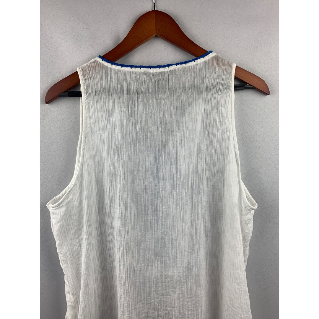 Women’s Ralph Lauren White &amp; Blue embroidered Tank Size 1X
