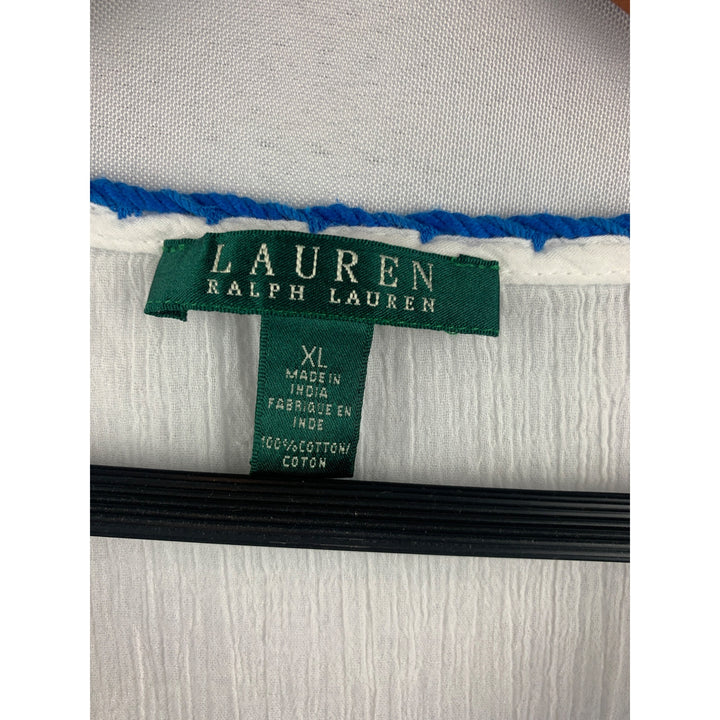 Women’s Ralph Lauren White &amp; Blue embroidered Tank Size 1X