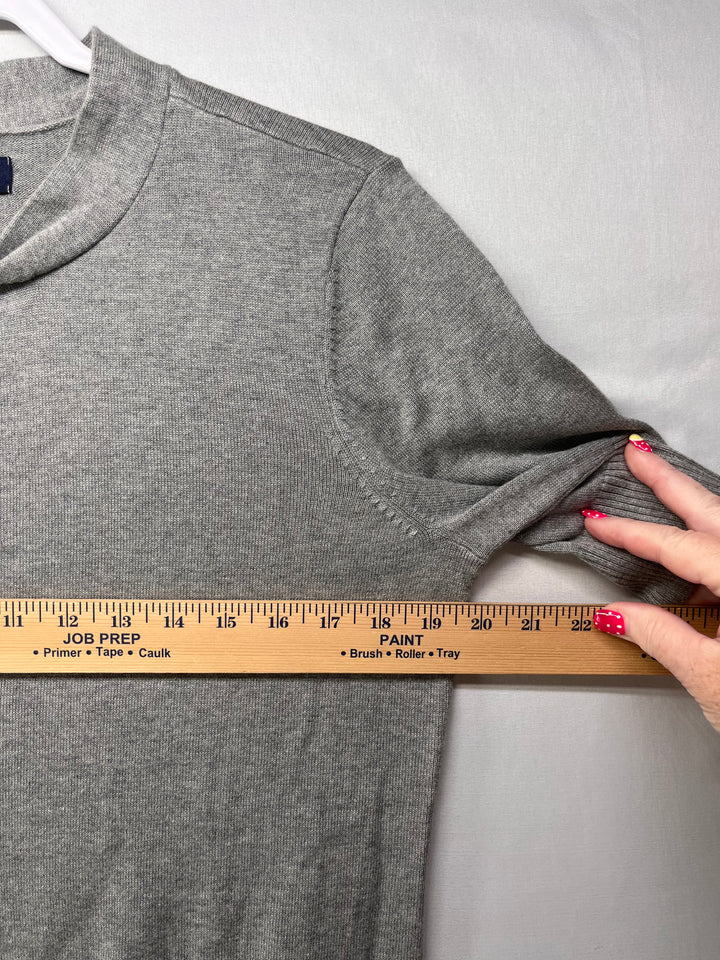 Lands’ End Women’s Gray Cotton Short Sleeve Sweater Knit Pullover Casual Top