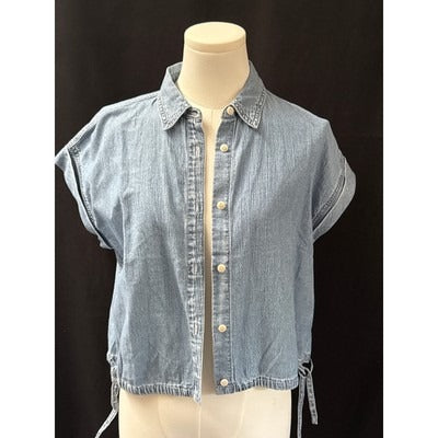 Madewell Womens Short Sleeve Button-Down Denim Shirt Top S