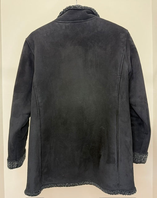 L.L. Bean Sherpa Lined Faux Suede Shearling Black Jacket Coat SzM
