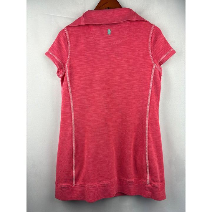 Tommy Bahama Womens S Pink Half-Zip Short Sleeve Tunic Dress