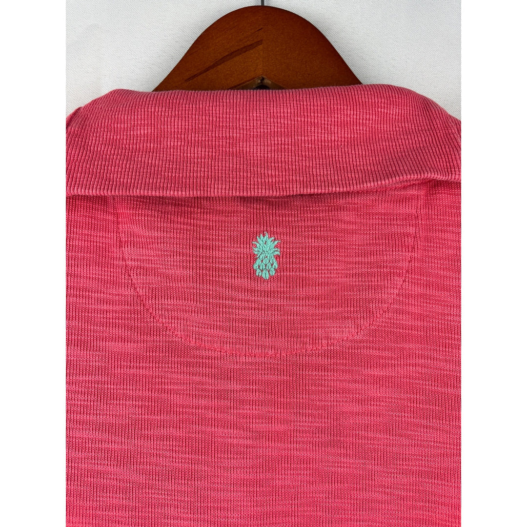 Tommy Bahama Womens S Pink Half-Zip Short Sleeve Tunic Dress
