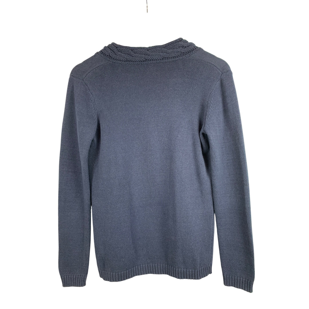 Liz Claiborne Womens Cable Knit V-Neck Sweater XXS Blue Cotton