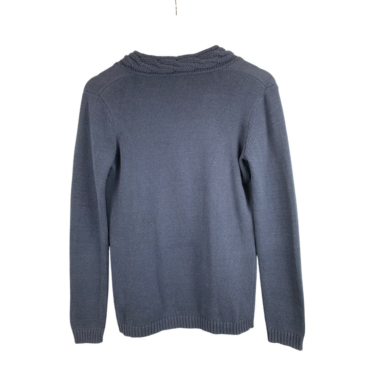 Liz Claiborne Womens Cable Knit V-Neck Sweater XXS Blue Cotton