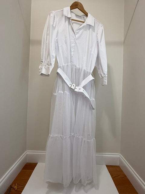 NY&amp;C Tulle Maxi Shirt Dress White NWOT SzXL