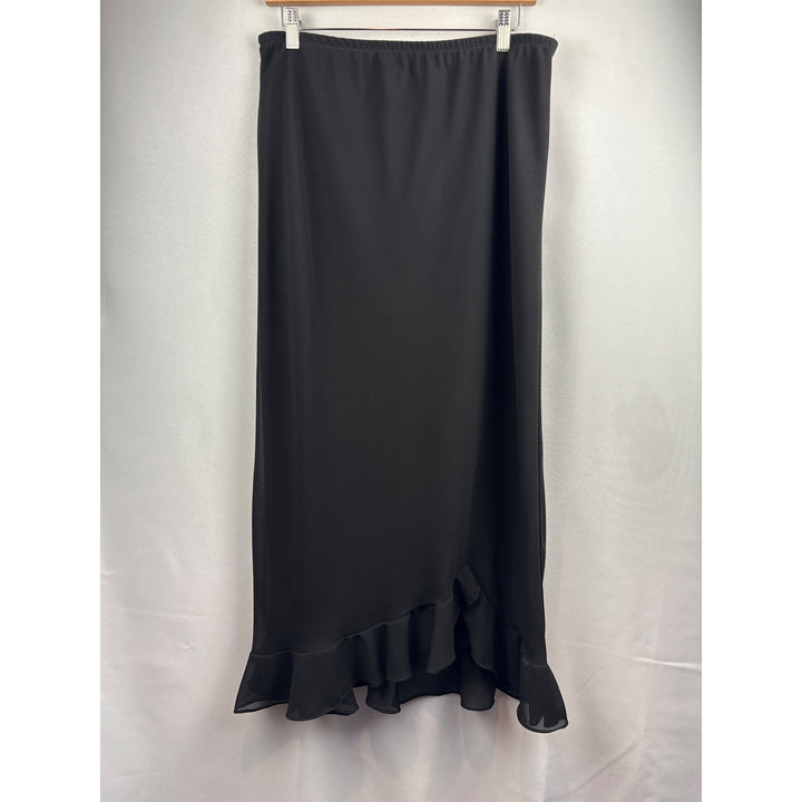 Black MSK Womens Ruffled Hem Skirt Size 16 Polyester