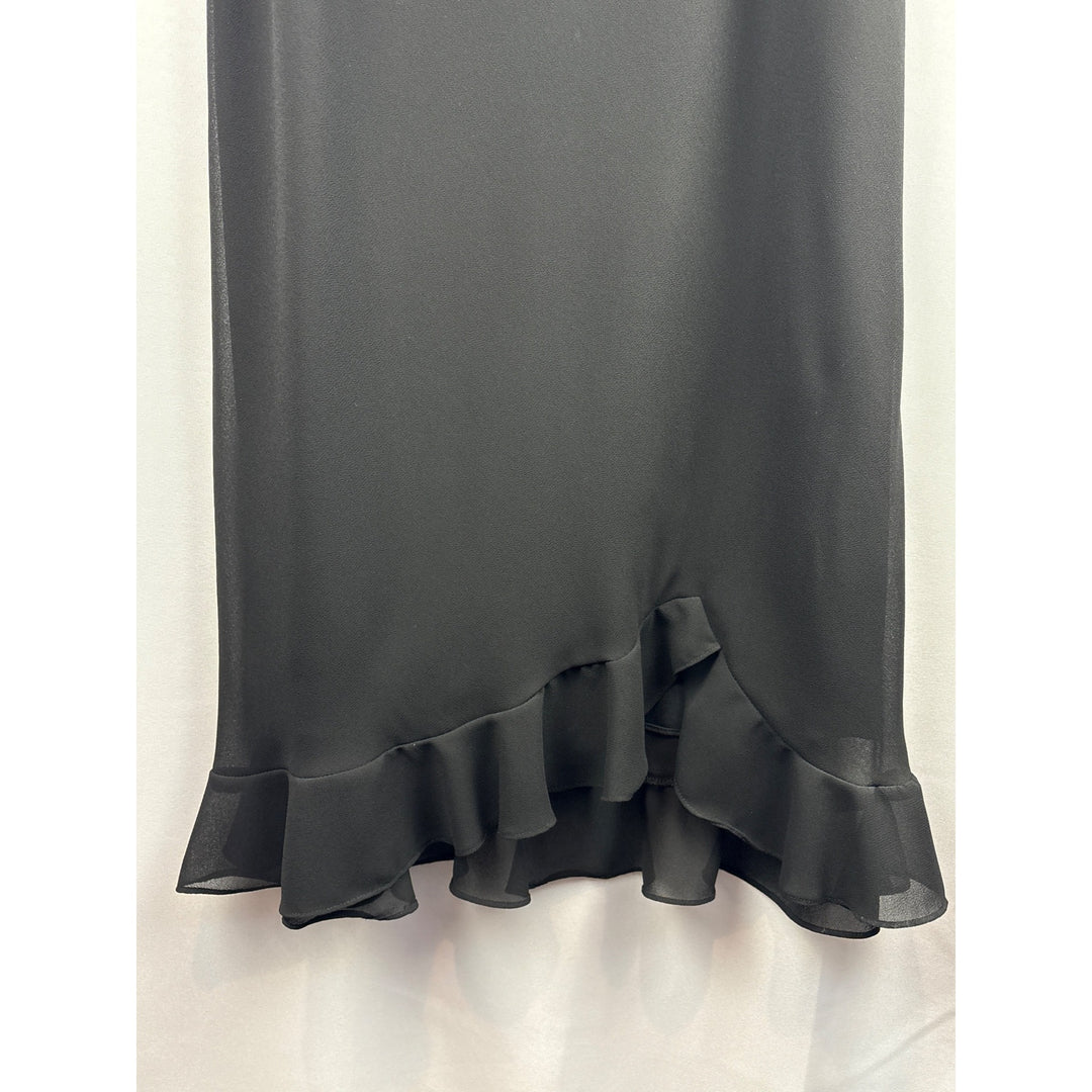 Black MSK Womens Ruffled Hem Skirt Size 16 Polyester