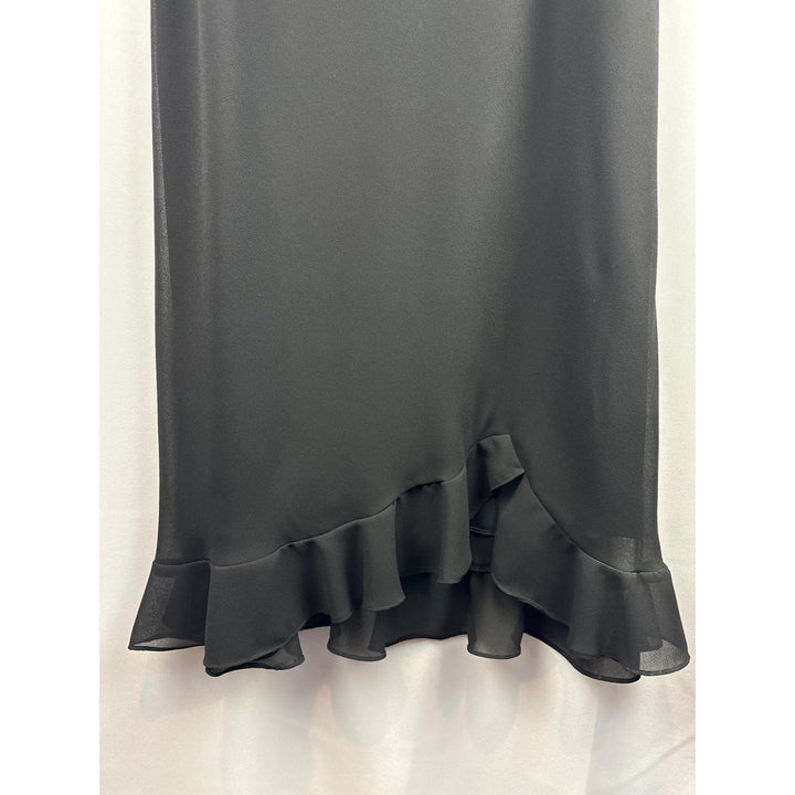Black MSK Womens Ruffled Hem Skirt Size 16 Polyester