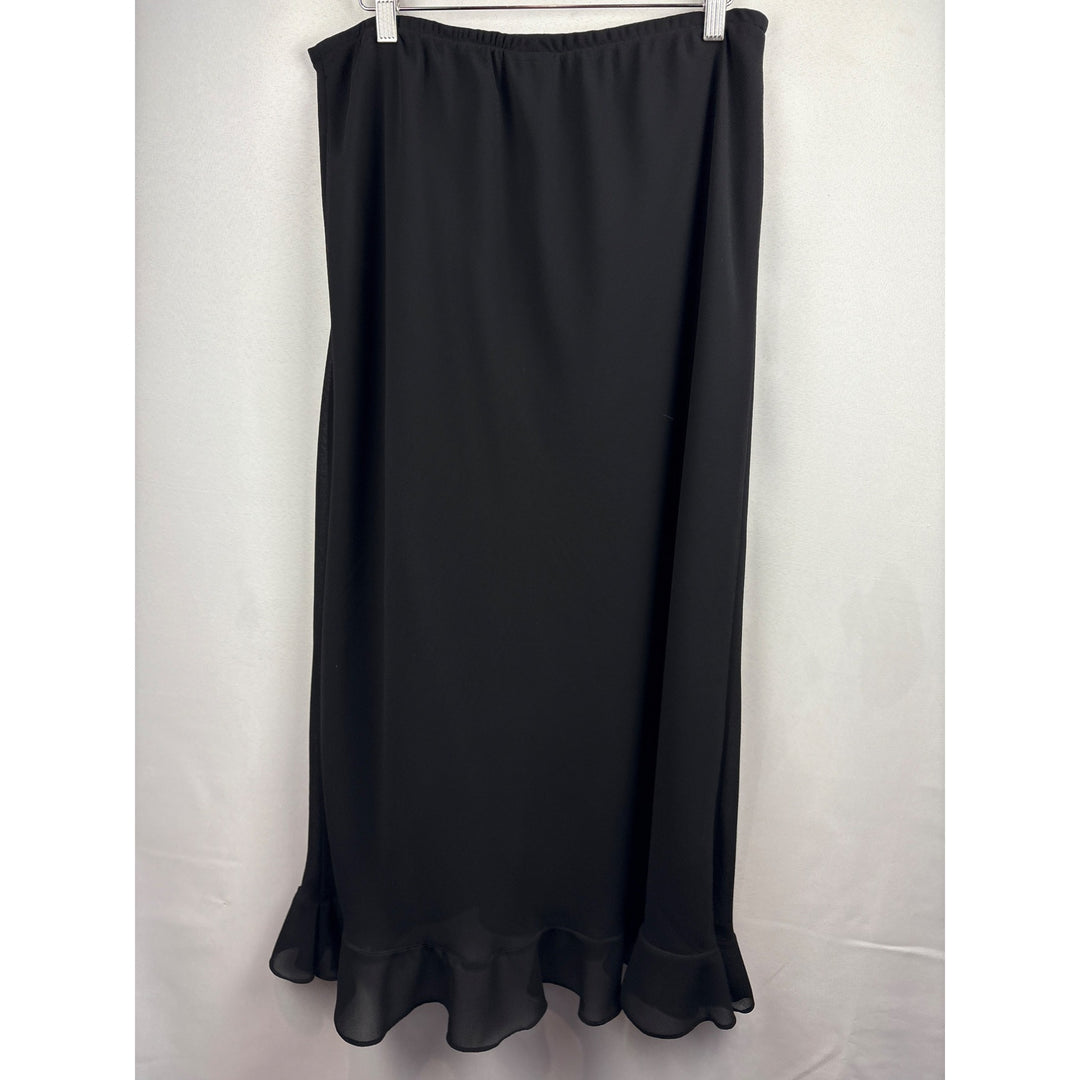 Black MSK Womens Ruffled Hem Skirt Size 16 Polyester