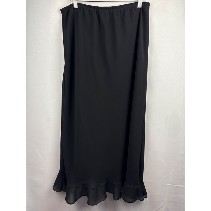 Black MSK Womens Ruffled Hem Skirt Size 16 Polyester