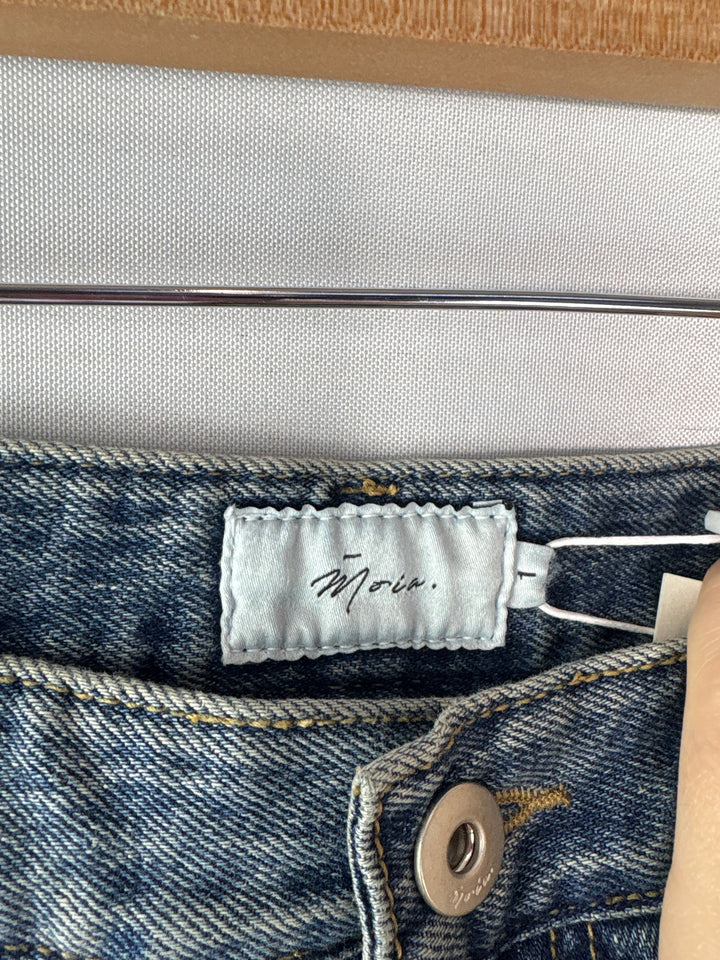 Womens Moia High Waisted Medium Wash Blue Wide Leg Jeans Size Medium
